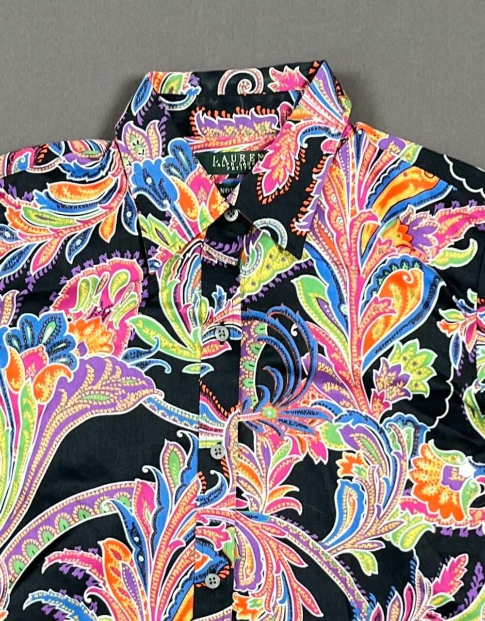 Lauren Ralph Lauren Button Up Shirt Size PS Multi Color Paisley Cotton